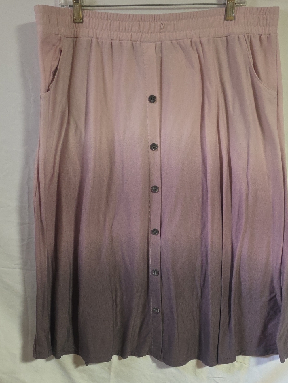 LuLaRoe Women's Ombre Button-Front Skirt in Light Pink and Purple
